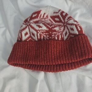 Red and White Knit Beanie